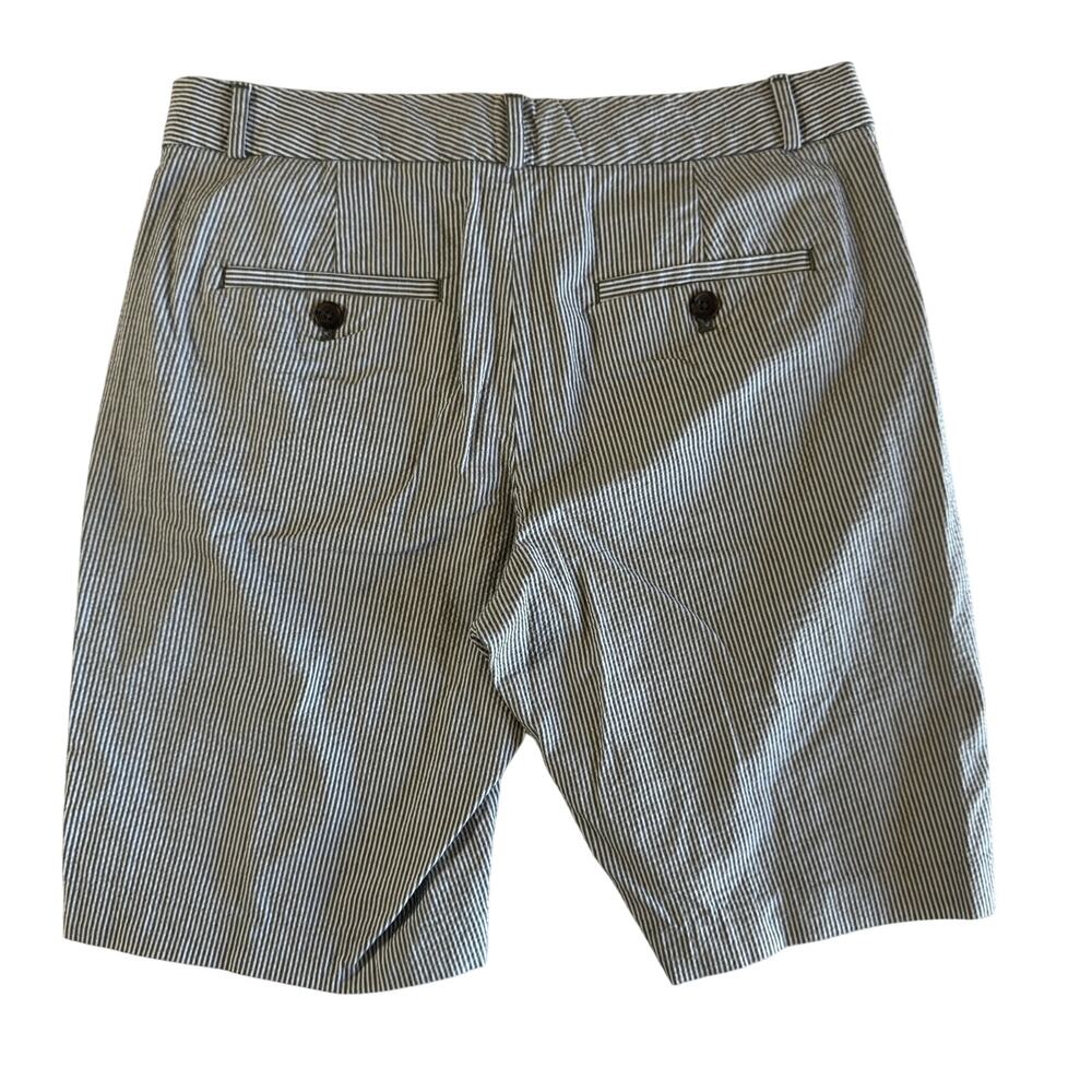 Banana Republic Seersucker Shorts Women's 4 Olive Green White Stripe Tailored - Picture 2 of 15